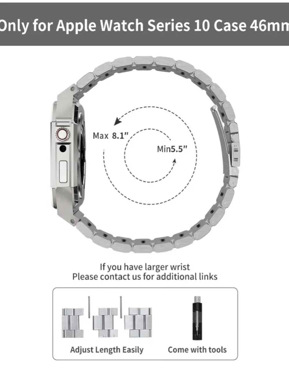 Luxury Aluminum Case with Stainless Steel Band for Apple Watch Series 11/10 46mm